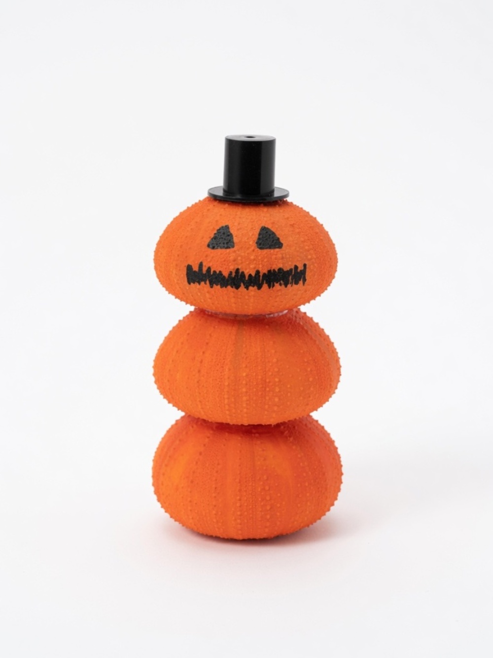 Orange Stacked Pumpkin Jack-O'-Lantern sea urchin Halloween decor